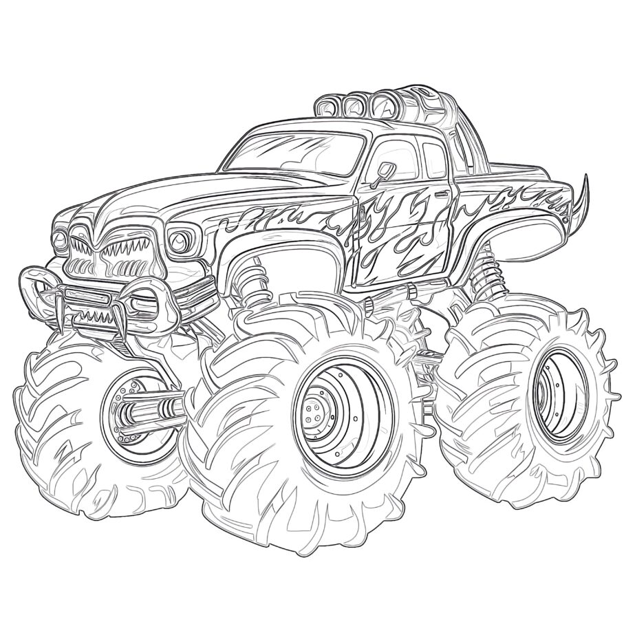 Monster Truck Coloring Page With Teeth