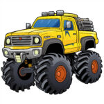 Monster Truck Coloring Page Yellow Color 2