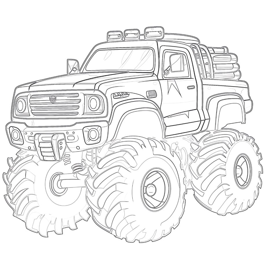 Monster Truck Coloring Page Yellow Color