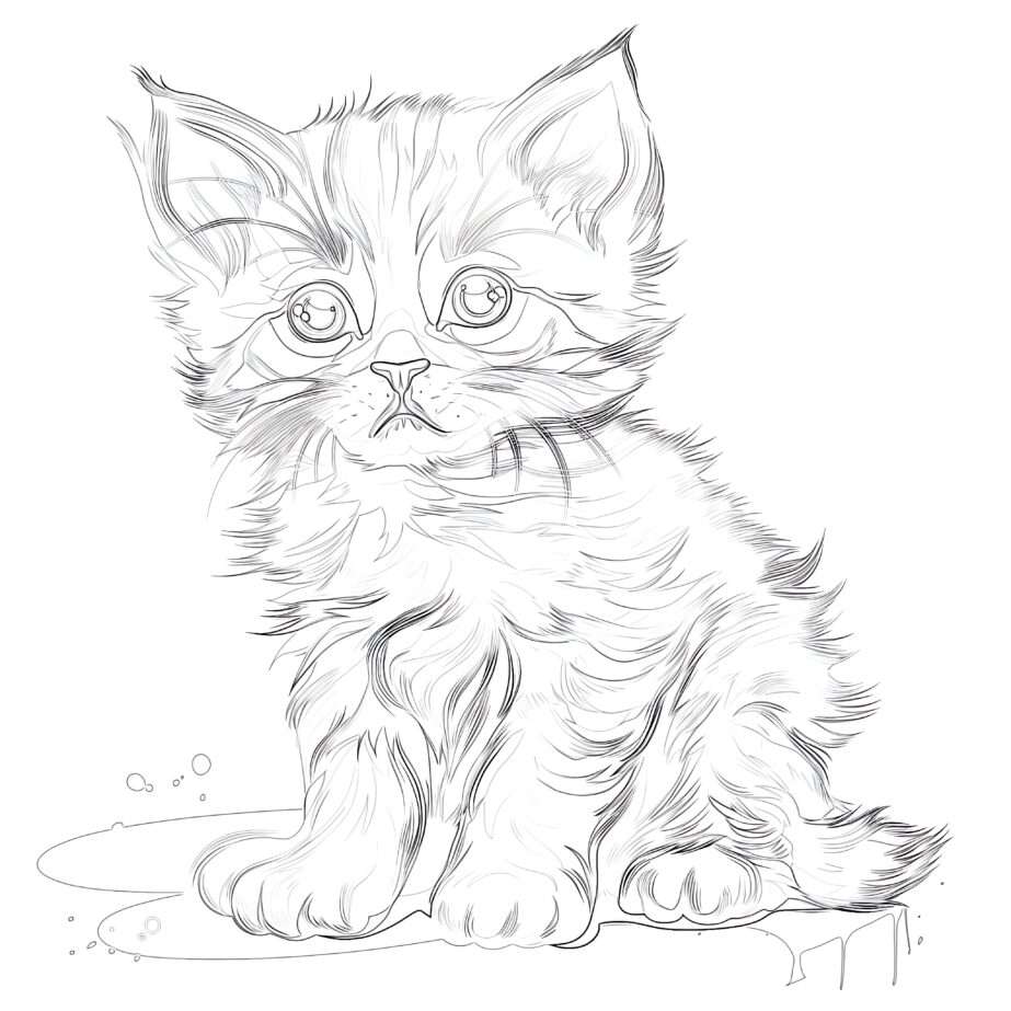 realistic kitten coloring page