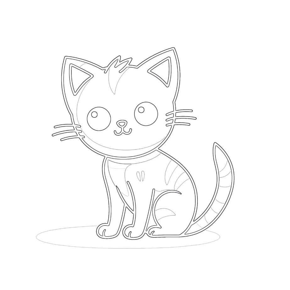 simple cat coloring page
