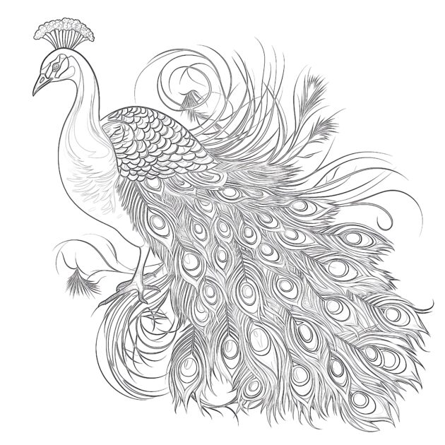 Coloring Pages Of a Peacock | Coloring Pages Mimi Panda