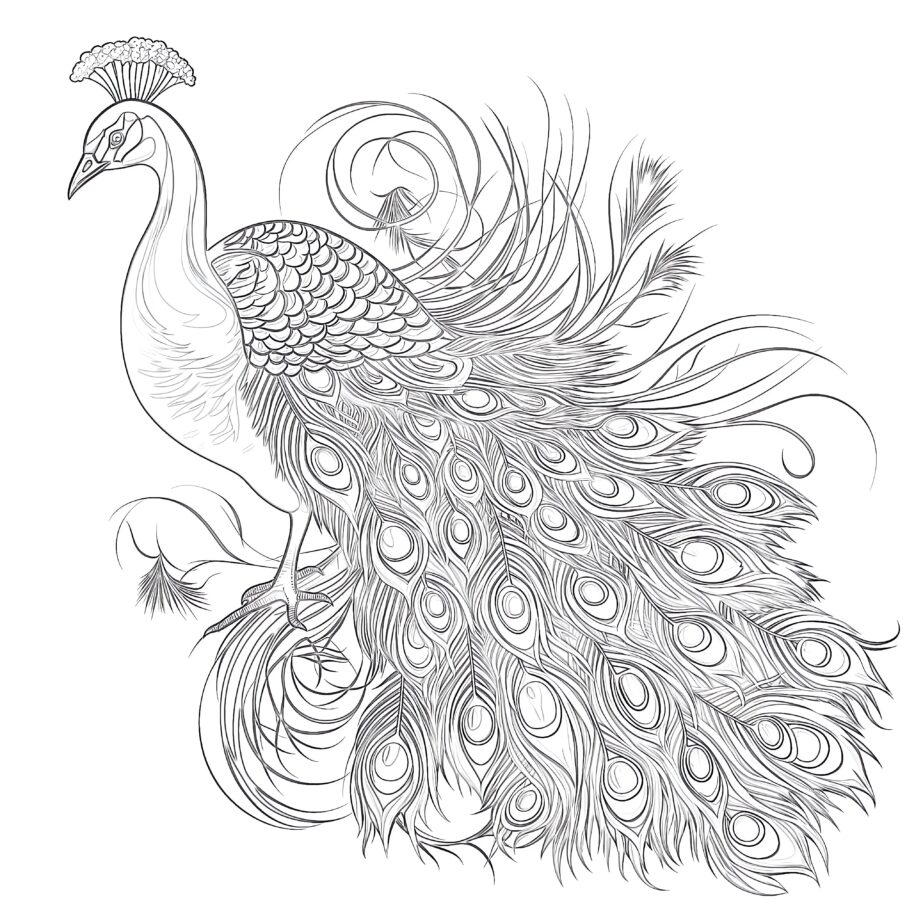 Coloring Pages Of a Peacock