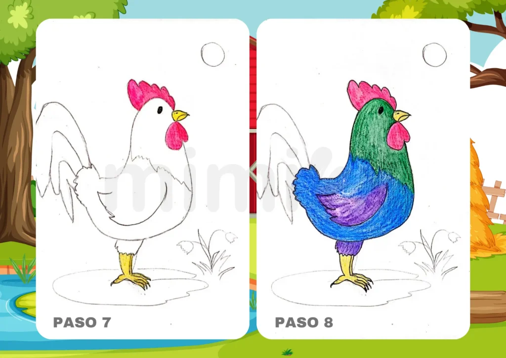 Cómo Dibujar un Gallo Paso 7 8