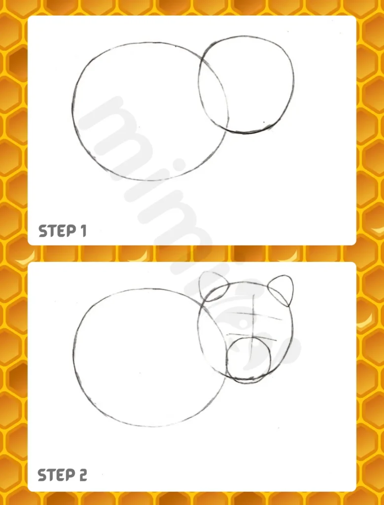How to Draw a Bear Step 1 2