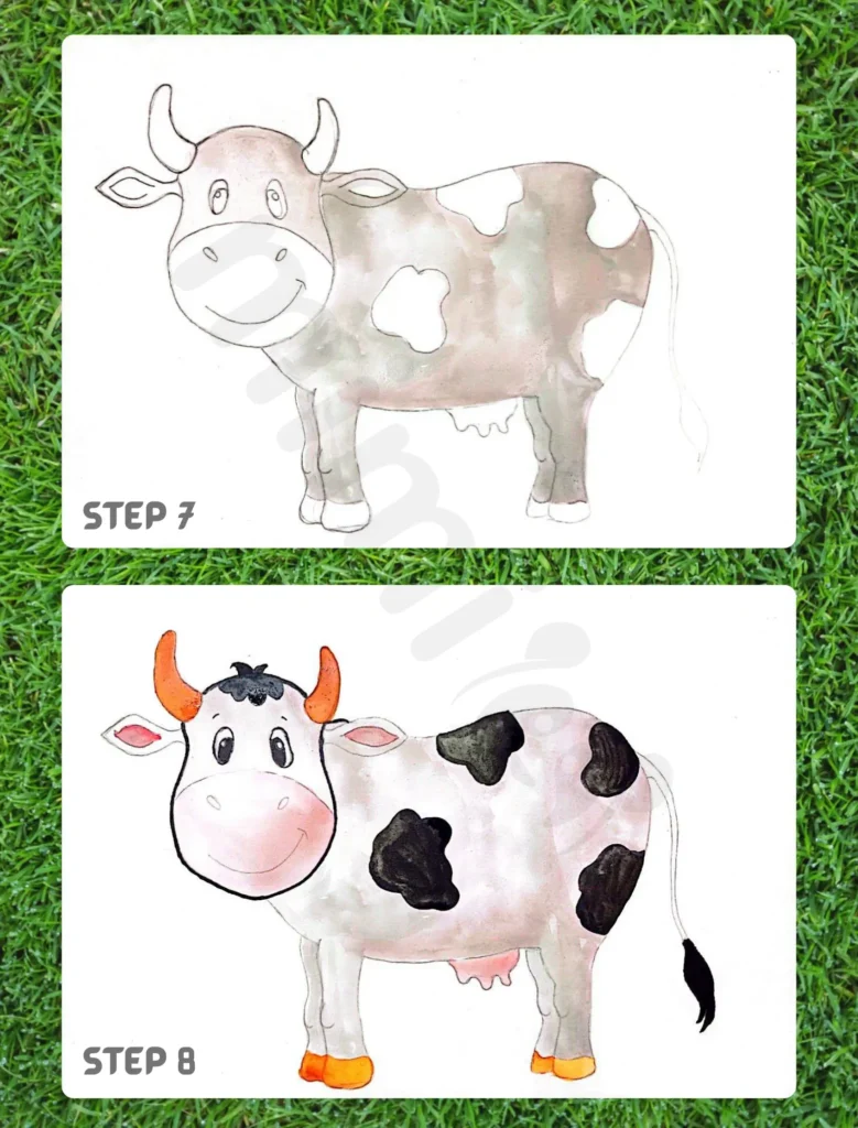 How to Draw a Cow Step 7 8