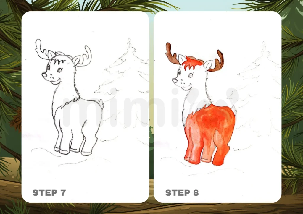 How to Draw a Deer Step 7 8