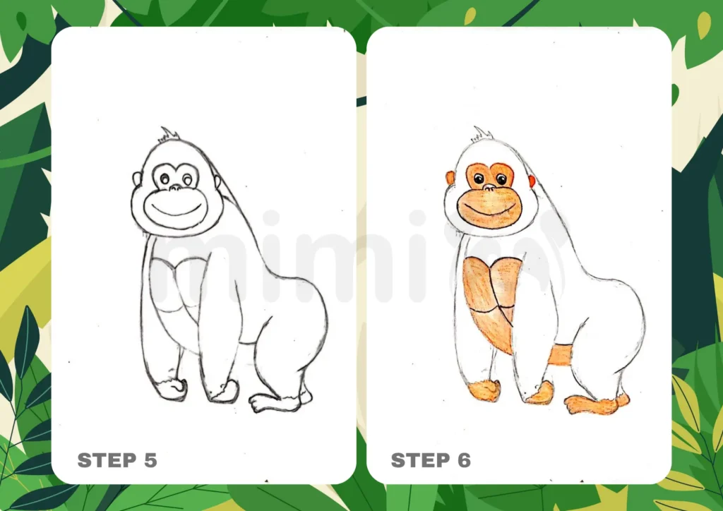How to Draw a Gorilla Step 5 6