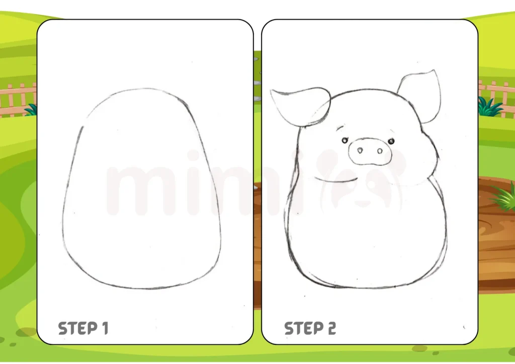 How to Draw a Pig Step 1 2