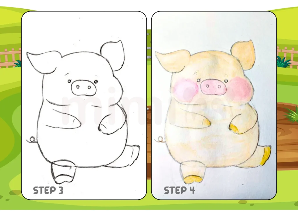 How to Draw a Pig Step 3 4