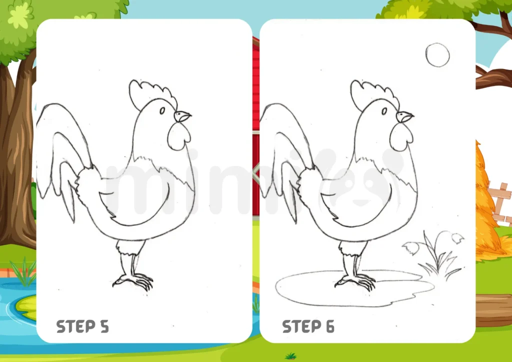 How to Draw a Rooster Step 5 6