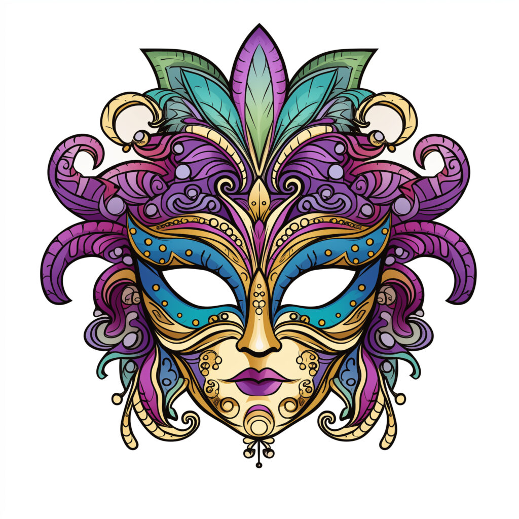 Mardi Gras Mask Coloring Page | Coloring Pages Mimi Panda