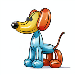 Página Para Colorear de un Perro Con Globos - Imagen de origen