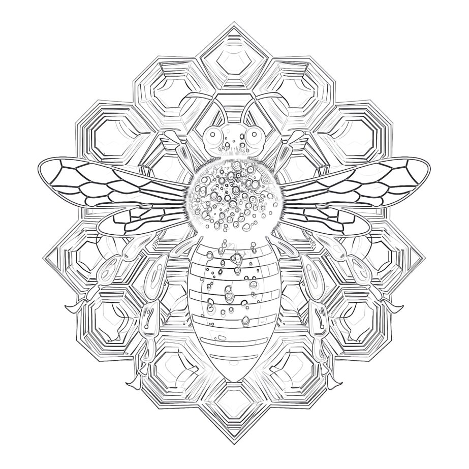 Bee Honeycomb Coloring Page