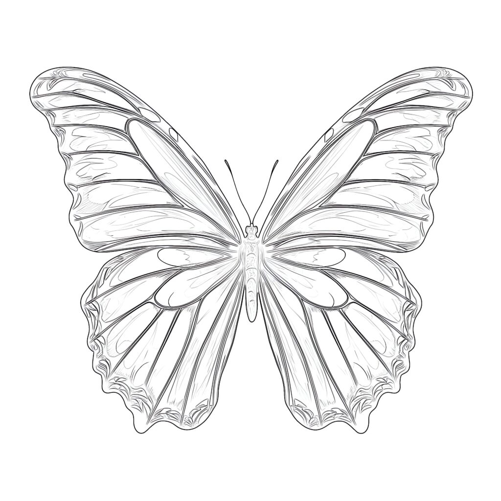 Blue Morpho Butterfly Coloring Page | Coloring Pages Mimi Panda