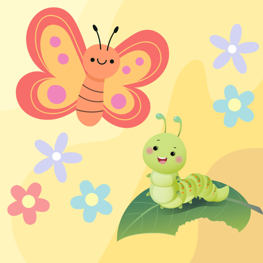 Butterfly And Caterpillar Coloring Pages 2Original image