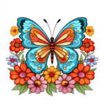 Butterfly And Flower Coloring Pages Printable 2 2