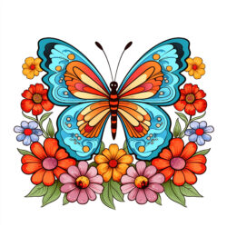 Pages de Coloriage de Papillons et de Fleurs Imprimables - Image d'origine