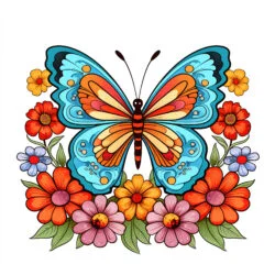 Butterfly And Flower Coloring Pages Printable - Origin image