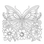 Mariposa Sobre Flor Página Para Colorear