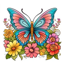 Butterfly On Flower Coloring Page - Origin image