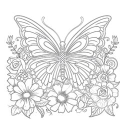 Butterfly On Flower Coloring Page - Printable Coloring page