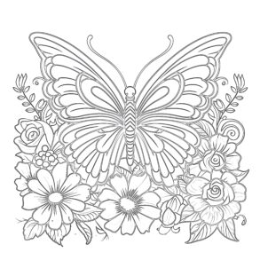 Butterfly On Flower Coloring Page | Coloring Pages Mimi Panda