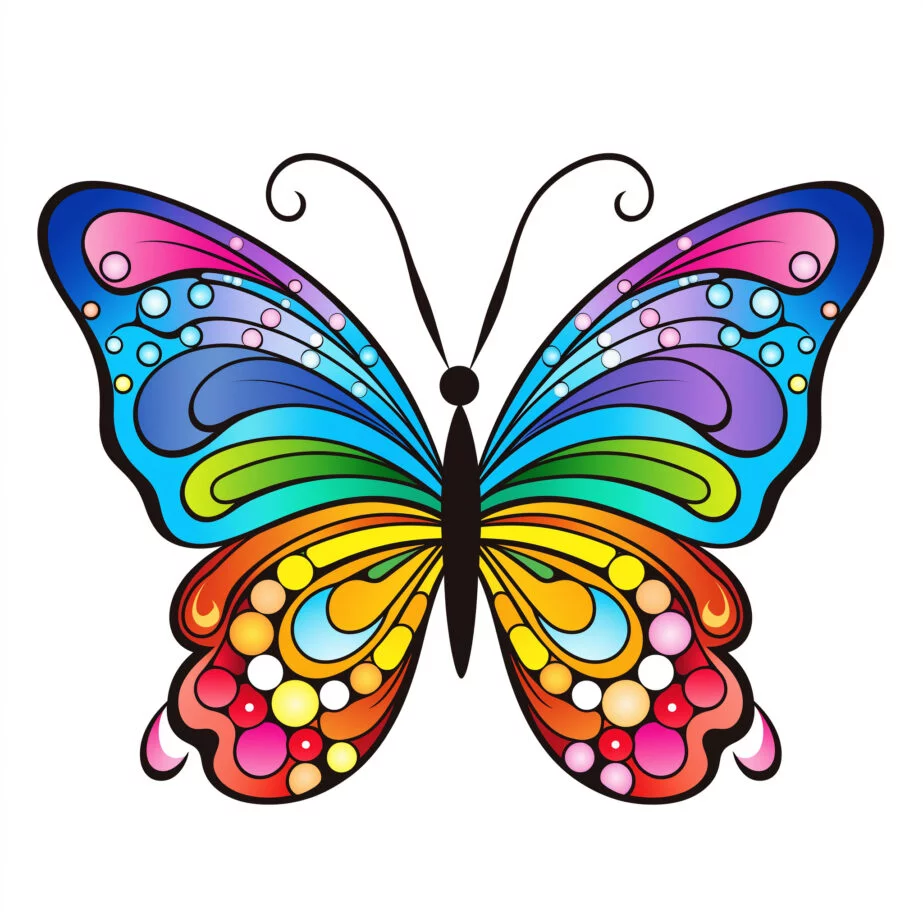 Butterfly Rainbow Coloring Page 2