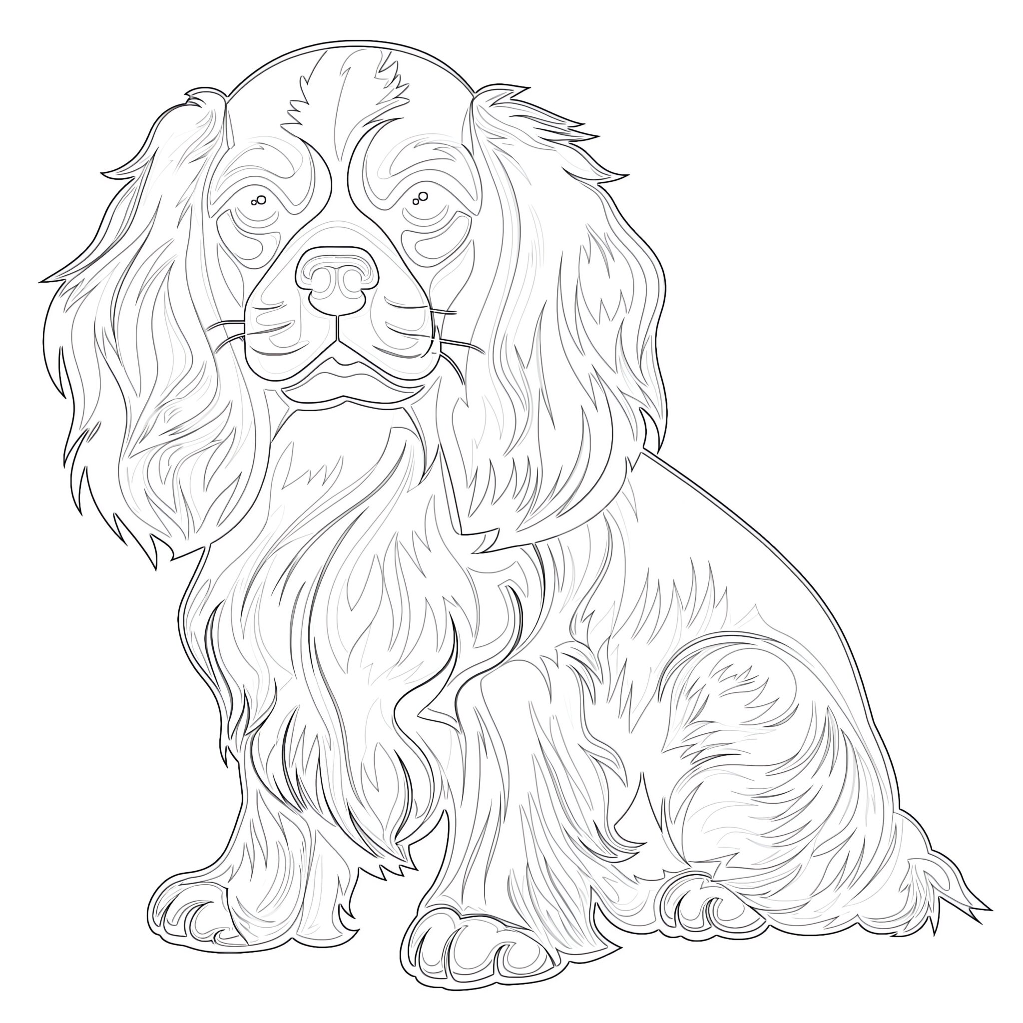 Cavalier King Charles Spaniel Coloring Page | Coloring Pages Mimi Panda