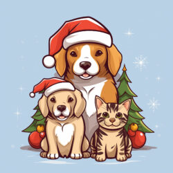 Christmas Cats And Dogs Coloring Pages - Origin image