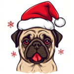 Navidad Pug Páginas Para Colorear 2