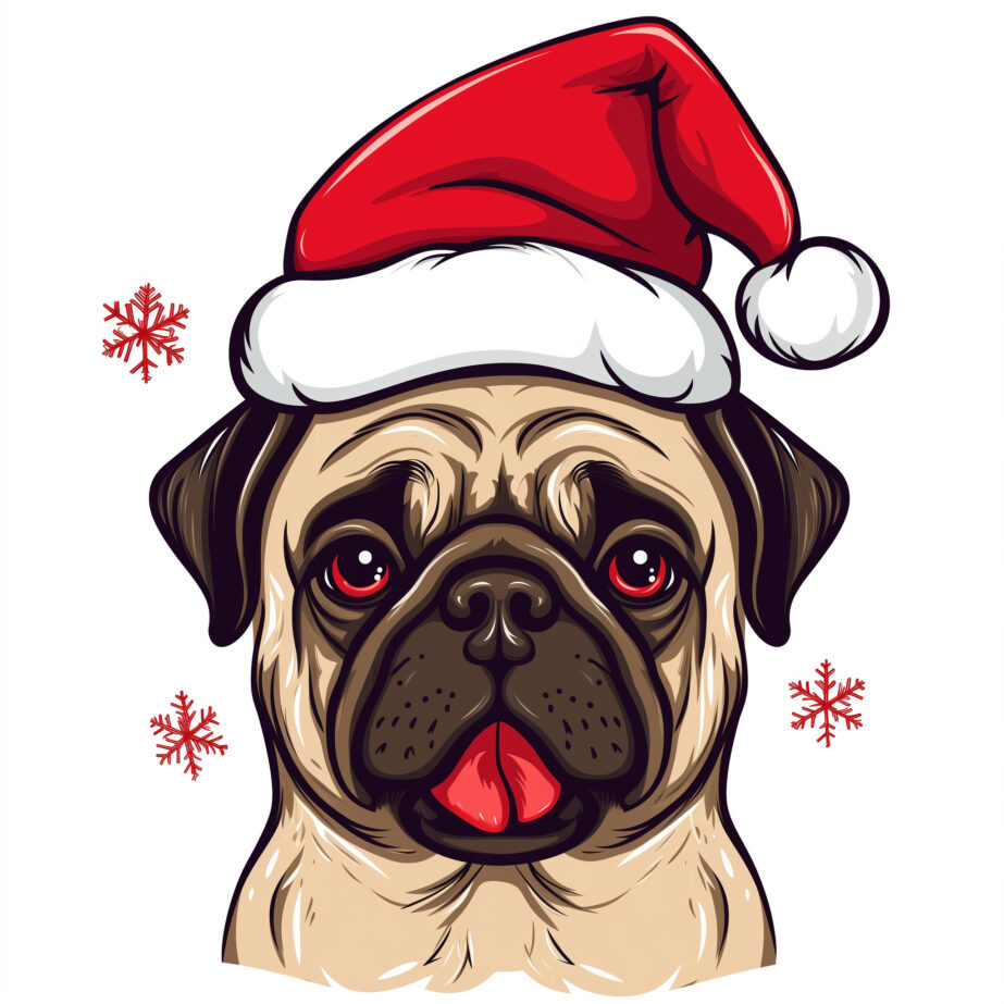 Christmas Pug Coloring Pages 2Original image