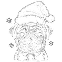 Christmas Pug Coloring Pages - Printable Coloring page