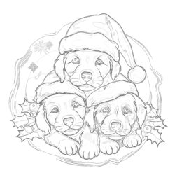 Christmas Puppies Coloring Pages - Printable Coloring page