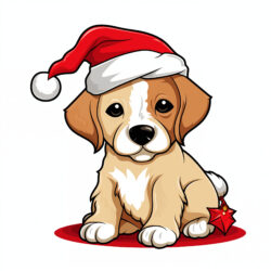 Christmas Puppy Printable Coloring Pages - Origin image