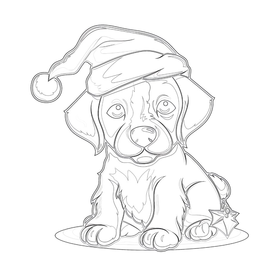 Christmas Puppy Printable Coloring Pages