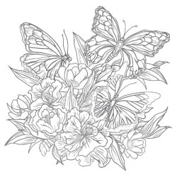 Coloring Pages Butterfly And Flowers - Printable Coloring page