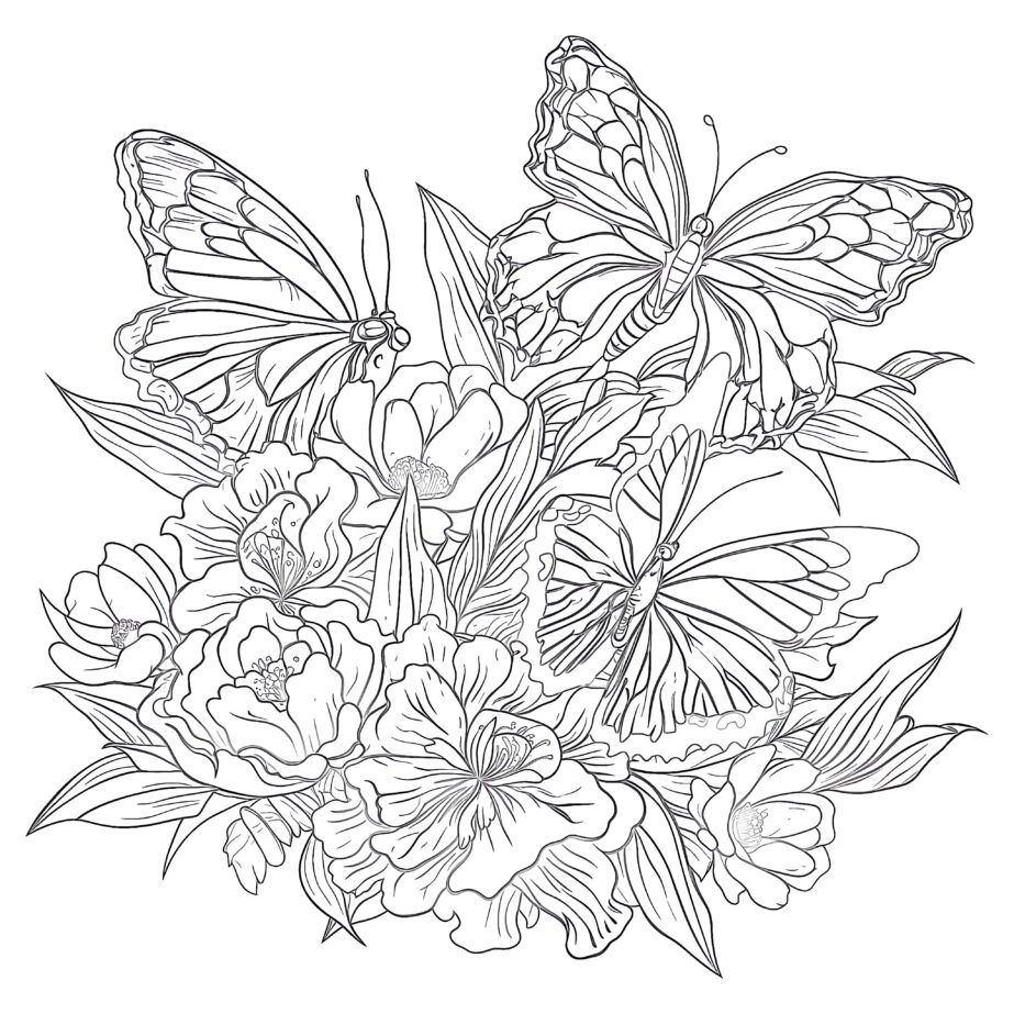 Coloring Pages Butterfly And Flowers