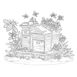 Coloring Pages Of Bees And Beehives - Printable Coloring page
