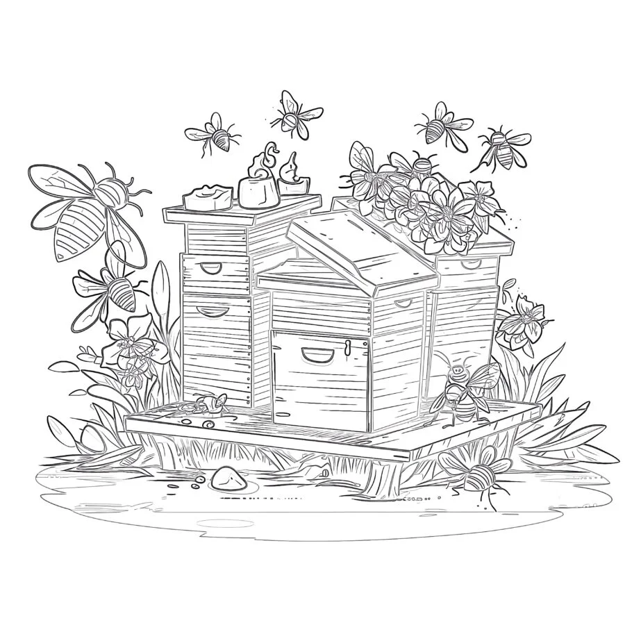 Coloring Pages Of Bees And Beehives