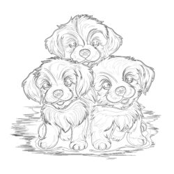 Cute Puppies Coloring Pages - Printable Coloring page