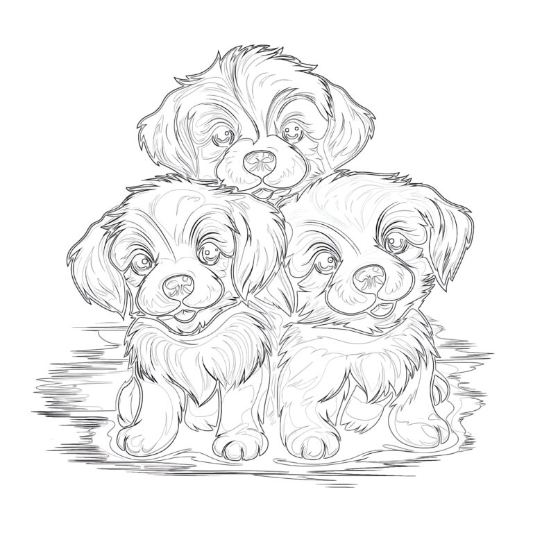 Cute Puppies Coloring Pages | Coloring Pages Mimi Panda