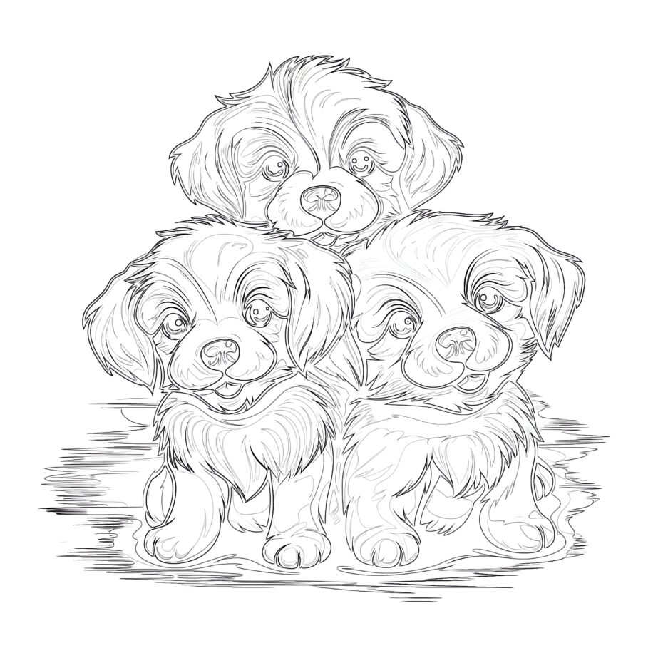 Cute Puppies Coloring Pages