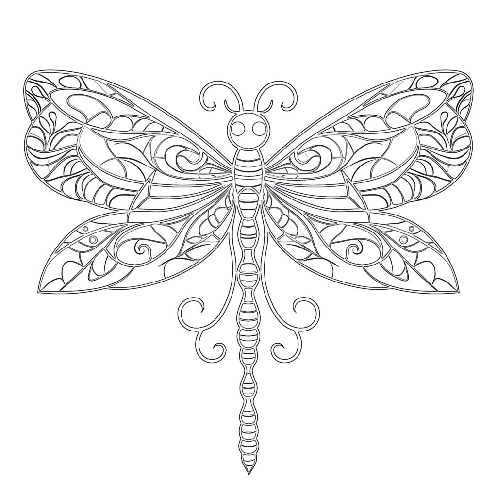 Coloring Page Dragonfly | Coloring Pages Mimi Panda