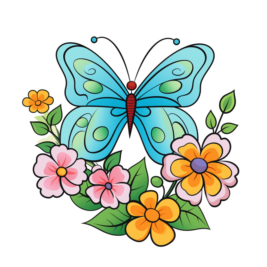 Flower Butterfly Coloring Pages 2Original image