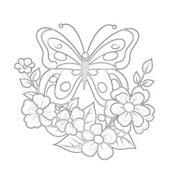 Flower Butterfly Coloring Pages - Printable Coloring page