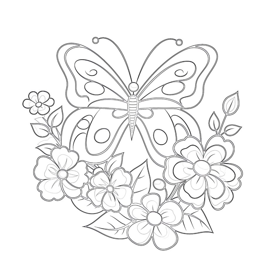 Flower Butterfly Coloring Pages | Coloring Pages Mimi Panda