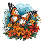 Páginas Para Colorear Gratis de Flores y Mariposas 2