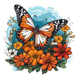 Free Coloring Pages Of Flowers And Butterflies - Origin image