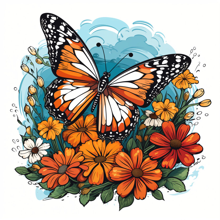 Free Coloring Pages Of Flowers And Butterflies 2Original image